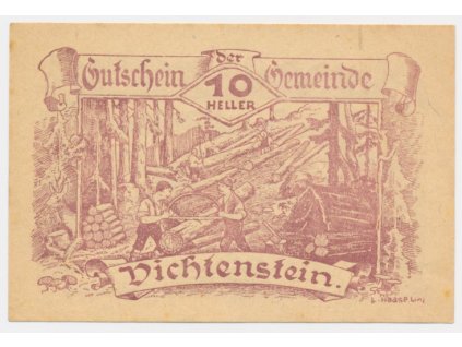 Rakousko, nouzová bankovka, 10 h, Dichtenstein, 1920, krásný  stav UNC