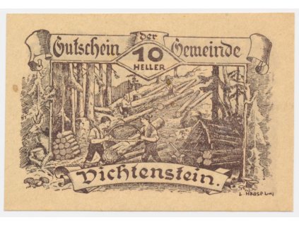 Rakousko, nouzová bankovka, 10 h, Dichtenstein, 1920, krásný  stav UNC