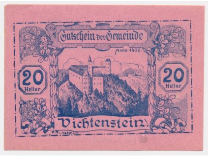 Rakousko, nouzová bankovka, 10 h, Dichtenstein, 1920, krásný  stav UNC