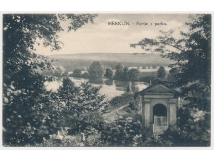 47 - Plzeňsko, Merklín, partie z parku, cca 1920