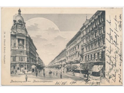 Maďarsko, Budapešť, Andrássy - ut., cca 1901
