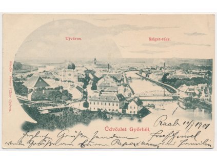 Maďarsko, Györ, Üdvözlet Györböl, cca 1911