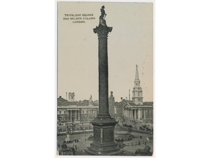 Anglie, London, Trafalgar square and Nelson Column, cca 1909