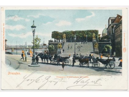 Německo, Dresden/Drážďany, Treppe z. Brühl'schen Terrasse, cca 1902