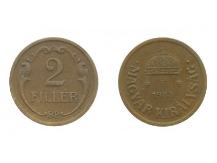Maďarsko, mince 2 Fillér BP, 1935, stav 1/1...viz autentické foto