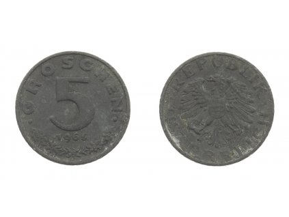 Rakousko, mince 5 Groschen, 1965, stav 1/1...viz autentické foto