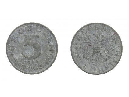 Rakousko, mince 5 Groschen, 1966, stav 1/1...viz autentické foto