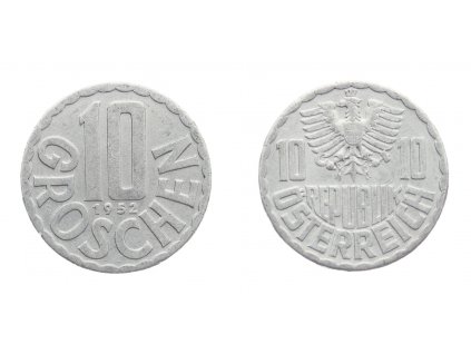 Rakousko, mince 10 Groschen, 1952, stav 1/1...viz autentické foto