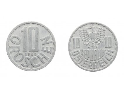Rakousko, mince 10 Groschen, 1959, stav 1/1...viz autentické foto