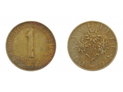 Rakousko, mince 1 Schilling, 1977, stav 1/1...viz autentické foto