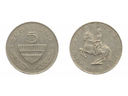 Rakousko, mince 5 Schilling, 1975, stav 1/1...viz autentické foto