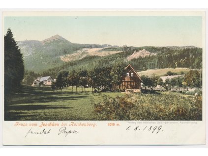 32 - Liberecko, partie z vesnice pod Ještědem, domy..., cca 1899