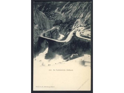 Swiss, Uri, Schöllenen Gorge, Teufelsbrücke (Devil&apos!s Bridge), cca 1908