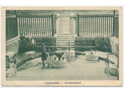 63 - Tachovsko, Konstantinovy Lázně, oživená partie u pramene, cca 1929