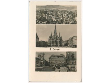 32 - Liberec, 3 - záběr, celkový pohled, náměstí..., cca 1947