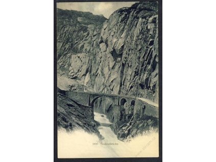 Swiss, Uri, Schöllenen Gorge, Teufelsbrücke (Devil&apos!s Bridge), cca 1900