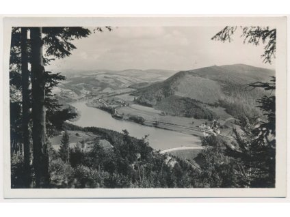 71 - Vsetínsko, přehrada Bystřička, celkový pohled, cca 1940