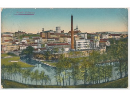 36 - Mladá Boleslav, celkový pohled na město, prošlá poštou 1912