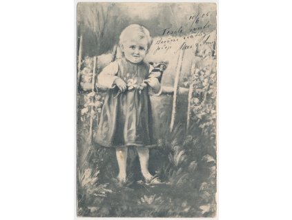 Jarní motiv, Děvčátko v trávě, cca 1906