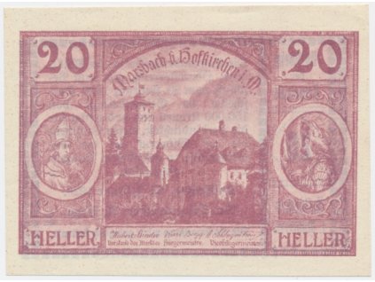 Rakousko, nouzová bankovka 20 h, Mühltreis, 1920, krásný stav UNC