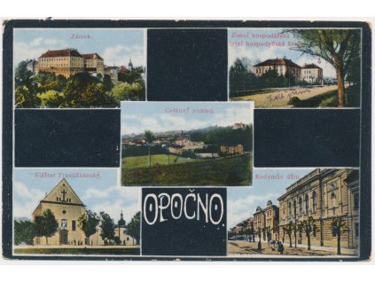 57 - Rychnovsko, Opočno, 5 - ti záběr, zámek, škola, klášter..., cca  1916