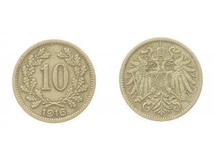Rakousko - Uhersko, mince 10 Heller, 1916, stav 0/0...viz autentické foto