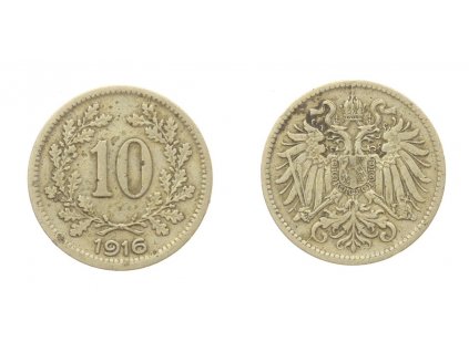Rakousko - Uhersko, mince 10 Heller, 1916, stav -0/0-...viz autentické foto
