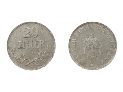Rakousko - Uhersko, mince 20 Filler K. B. 1916, stav 1/1...viz autentické foto