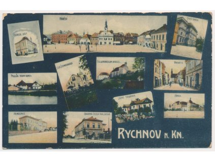 57 - Rychnov nad Kněžnou, 11 - ti záběr, školy, zámek, náměstí...,1907