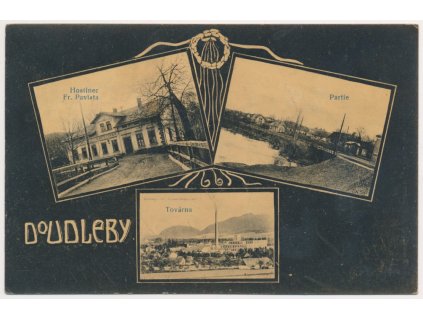 57 - Rychnovsko, Doudleby n. Orlicí, 3 - záběr, Hostinec, továrna,1911