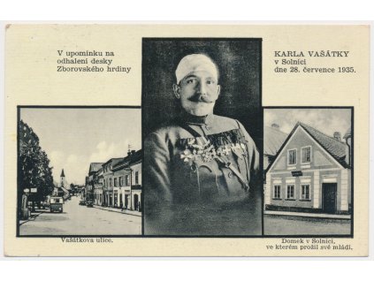 57 - Rychnovsko, Solnice, 3 - záběr, foto K. Vašátka a jeho dům, Vašátkova ulice, cca 1947