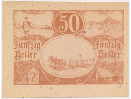 Rakousko, nouzová bankovka  50 h, Untergaibach, 1920, krásný stav 0