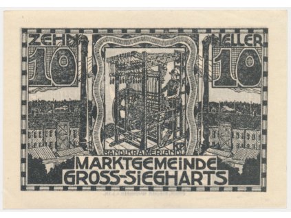 Rakousko, nouzová bankovka 10 h, Gross Siegharts, 1920, krásný stav UNC