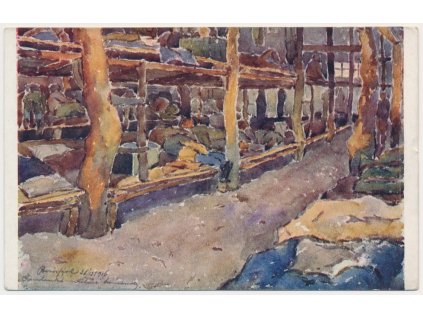 Rusko, Borispol, Vnitřek zemljanky, "Ze života a bojů čs. legií", cca 1920