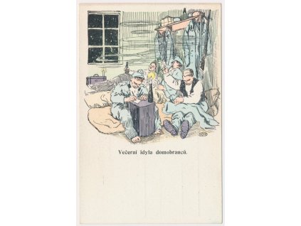 Vojenská, "Večerní idyla domobranců", cca 1920