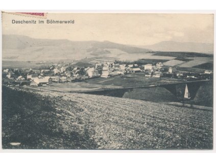 28 - Klatovsko, Dešenice, Deschenitz, celkový pohled, cca 1918