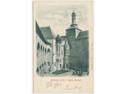 31 - Kutná Hora, Vlašský dvůr, reliéfní pohlednice, cca 1900