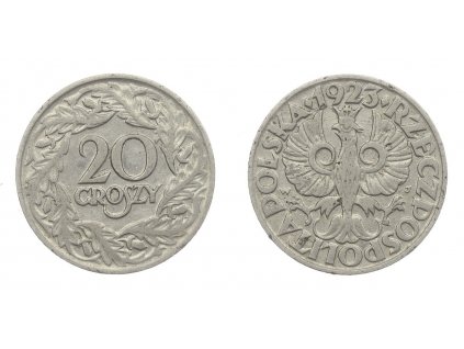 Polsko, mince 20 Groszy, 1923, stav 1/1...viz autentické foto