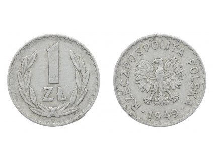 Polsko, mince 1 Zloty, 1949, stav 1/1...viz autentické foto
