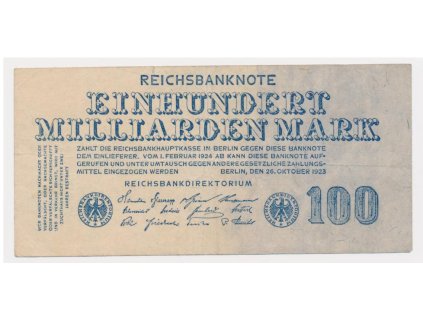 Německo, 100 000 000 000 Marek, 1923, pěkný stav 2