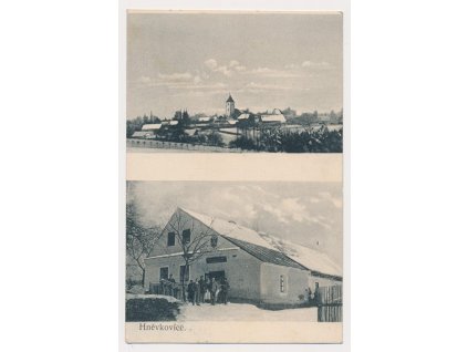 17 - Havlíčkobrodsko, Hněvkovice, 2 - záběr, hostinec, celk. pohled, cca 1907