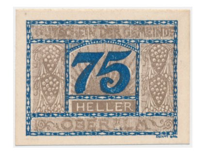 Rakousko, nouzová bankovka 75 h, Oberalm, 1920, krásný stav UNC