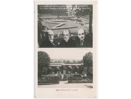 27 - Kladensko, Lány, 2 - záběrová koláž s portréty T.G. Masaryka a rodiny