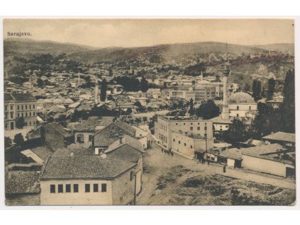 Bosna a Hercegovina, Sarajevo, celkový pohled na město, cca 1916