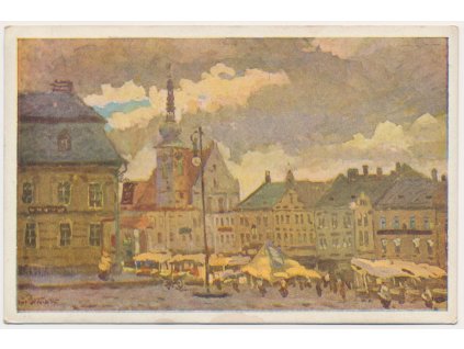 52 - Prostějov, Masarykovo náměstí, cca 1920