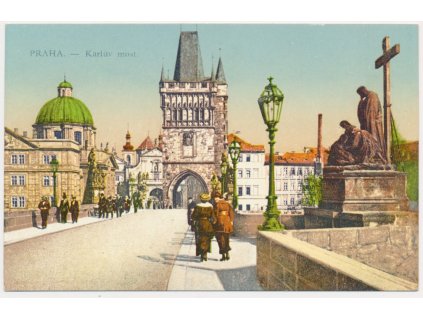 49 - Praha, oživená partie z Karlova mostu, cca 1925