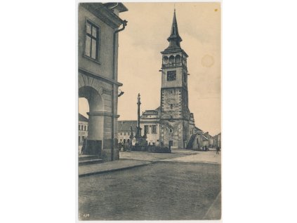 57 - Rychnovsko, Dobruška, Starobylá radnice se schodištěm, cca 1920