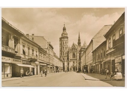 Slovensko, Košice, Dóm, pohl'ad zo Šrobárovej ulice, cca 1949
