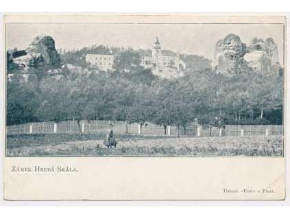 58 - Semilsko, Zámek Hrubá Skála, oživená partie, cca 1906