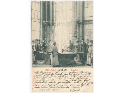 25 - Karlovy Vary (Karlsbad), "Sprudel", oživená partie u vřídla, cca 1900
